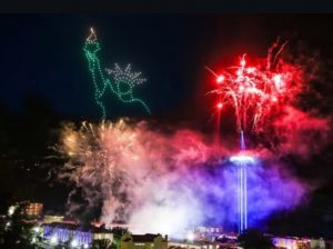 Fireworks above the Gatlinburg Space Needle on New Year’s Eve.