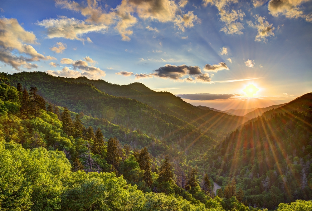 The Great Smoky Mountains surrounding Gatlinburg, TN